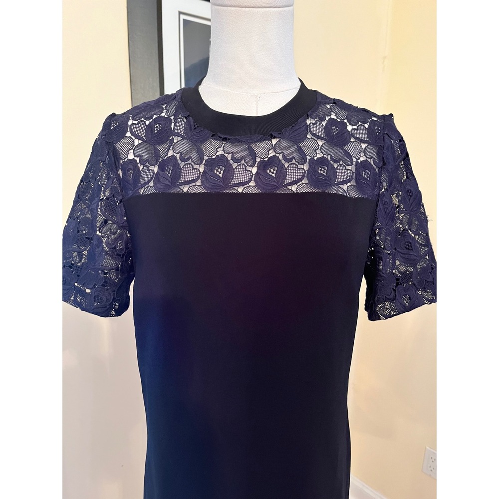 A.L.C. Navy Blue Simms Lace Sleeve Sheath Mini Dress Size 4 - Picture 5 of 7